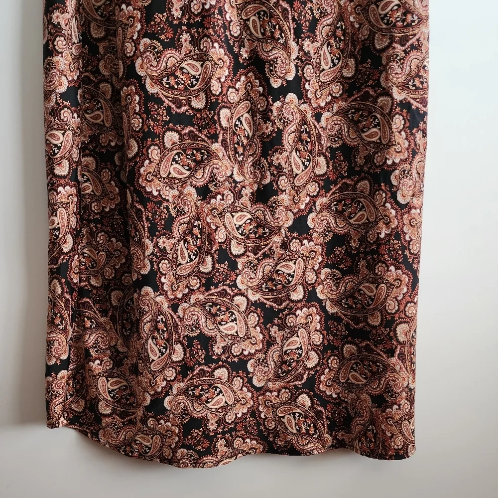 Nili Lotan Target Brown Paisley Spaghetti Strap Slip Dress Size 1X - Picture 6 of 10